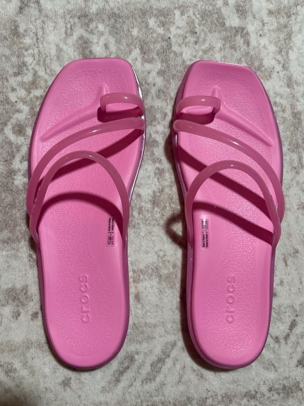 Pink Strappy Slide Sandals - Women's Crocs